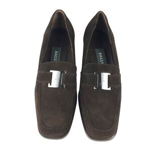 Bally Cerota Brown Suede Slip On Blocked Heel Loafer